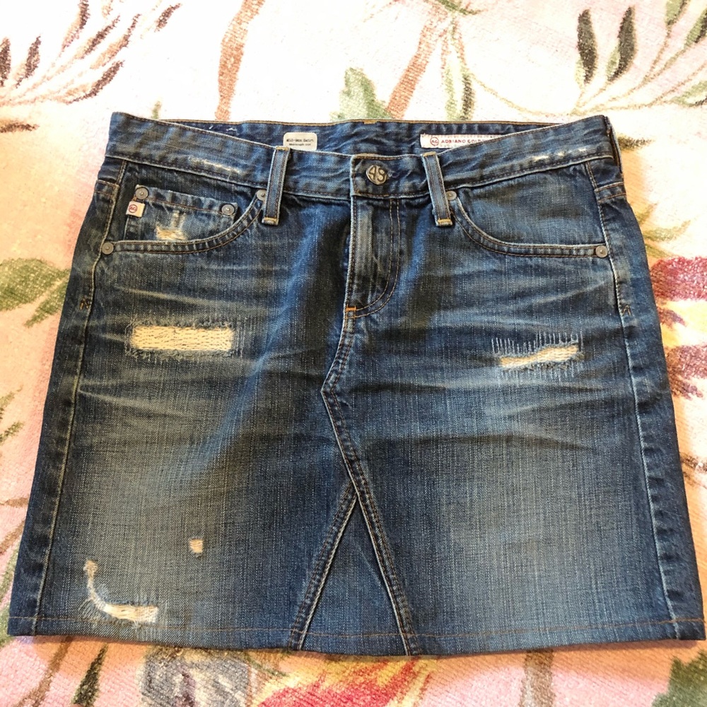 Y2K 90’s AG Mid-box skirt denim jean mini skirt - Picture 2 of 15